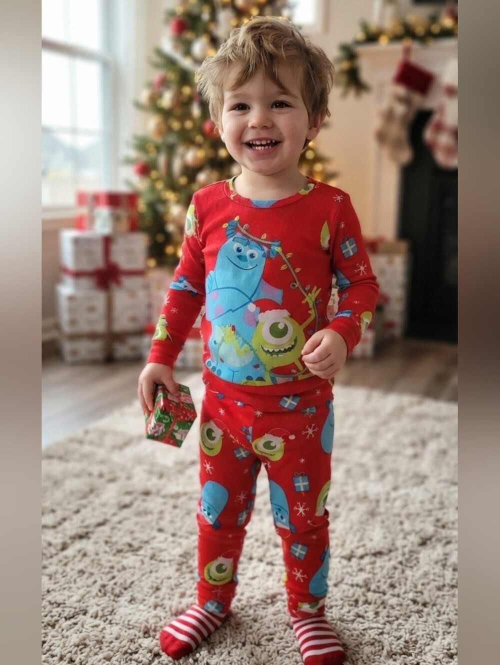 Monsters Inc Toddler Boys Mike and Sulley Christmas  Top and Pants Pajamas
